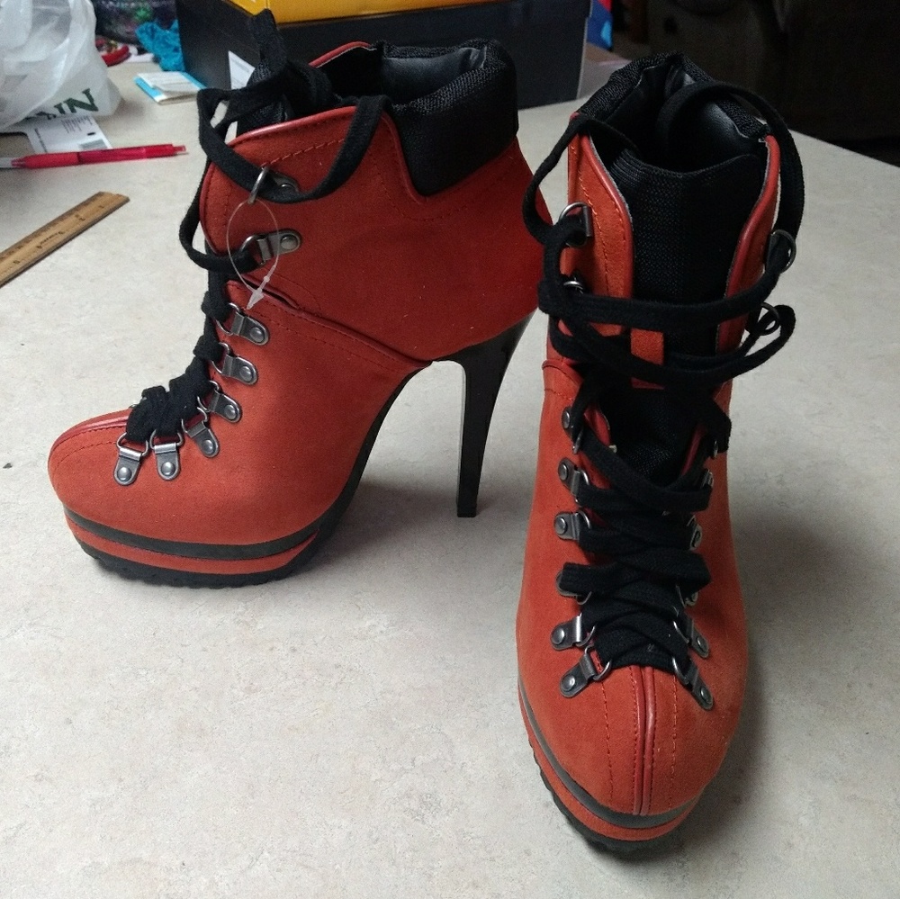 Xhilaration Keava Orange Ankle Boot Heels